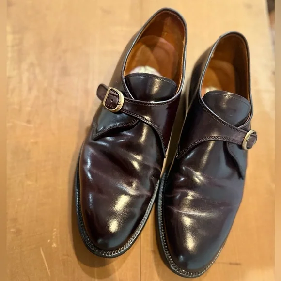 ALDEN Shell Cordovan Plain Toe Monk Strap Dress Shoes | Size 10.5 - Picture 10 of 11